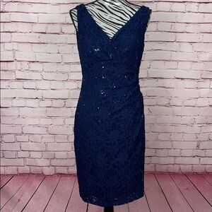 LAUREN Ralph Lauren Blue Lace & Sequin Dress Sz 8